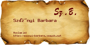 Szőnyi Barbara névjegykártya